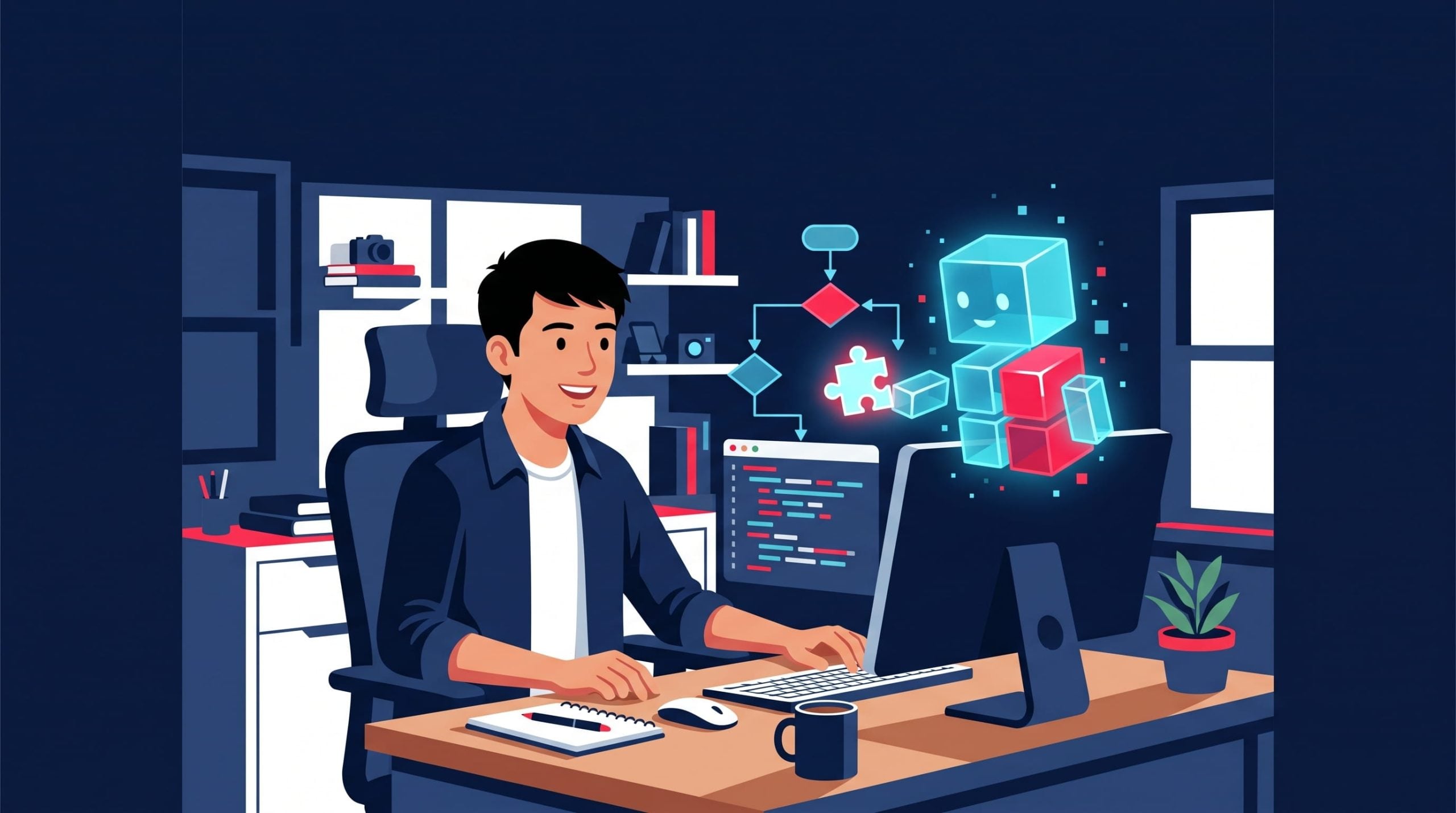 Mahasiswa menggunakan alat bantu coding AI untuk mempercepat penelusuran galat algoritma secara mandiri.